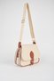 Women's Clover Cream Tan 4 Pocket Flap Zipper and Snap Closure Arm and Shoulder Bag - 3