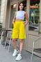 Women's Yellow Double Leg, Elastic Waist, Anti-Sweat, Pocketed, Loose Capri Shorts - 2