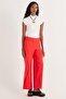 Women's Standard Fit Wide Leg Red Double Pants - 4