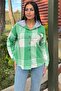 Green Plaid Print, Soft Texture, Hooded Lumberjack Shirt - 4