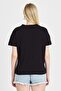 Women's Lace Embroidered 100% Cotton Black T-Shirt - 5