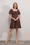 Women's Flared Poplin Dress Brown 1151 - 2