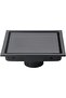 DEOKXZ 6 Inch Black Square Shower Floor Drain, with Removable Grille Cover Tile Insert Hidden Form, - 2