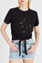 Women's Black T-Shirt with Tie Detail - 4
