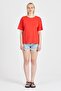 Women's Back Detailed 100% Cotton Red T-Shirt - 2