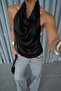 Zr Satin Neck Tie Bluz