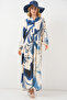 Women's Patterned Long Hijab Dress Navy Blue 1155 - 2