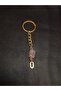 Gold Color Stone Purple Amethyst Stone Keychain Charm with Letter U - 4
