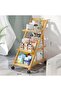 FFD Bamboo Foldable Kitchen Trolley: Multifunctional Serving Cart with Wooden Frame - 3