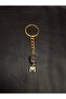 Gold Color Stone m Letter Purple Amethyst Stone Keychain Charm - 4
