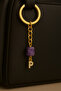 Gold Color Stone P Letter Purple Amethyst Stone Keychain Charm