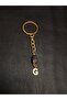 Purple Amethyst Stone Keychain Charm with Gold Color Stone g Letter - 4