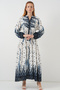 Women's Patterned Long Hijab Dress A.Navy Blue 1155