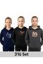 Hooded 3-Piece Girl's Sweatshirt with Pocket Details-Printed