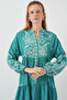 Women's Patterned Long Hijab Dress Mint 1155 - 2