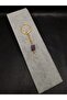Gold Color Stone E Letter Purple Amethyst Stone Keychain Charm - 3