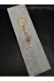 Gold Color Stone Purple Amethyst Stone Keychain Charm with Letter U - 3