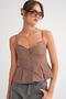 4737 Women's Buttoned Cup Pleated Blouse Moka - 3