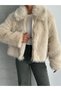 Annabel Beige Shawl Collar Comfortable Fit Women's Coat with Inner Lining Premium Quality Zr Fur Coat