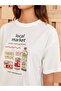 Lcw Modest Ecru Crew Neck Printed Short Sleeve Oversize Women's Tunic - 4