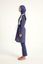 Indigo Full Covered Hijab Swimsuit with Water Toilet, Fixing, Waist Gathered Design M2526-2 - 6