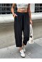 Women's Black High Waist Carrot Pants with Side Pockets - 4
