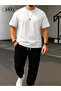 Power Fit – Oversize White T-Shirt & Black Pants Jogger Tracksuit Set - 3