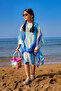 Girl's Pareo - Blue Patterned, Light Chiffon Pareo Cp2501 - 3