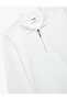 Zipper Detailed Long Sleeve Polo Neck Cotton T-Shirt - 3