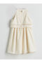 Halter Collar Linen Blended Girl's Dress - 5