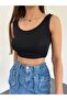 Women's Casual Black Strap Crop