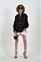 Black Button Detail Natural Linen Shirt - 3