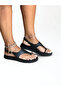 Black Leather Buckle Flip Flops Women's Daily Sandals - 2