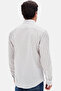 Ds Damat Slim Fit Gray Striped 100% Cotton Summer Linen Shirt - 6