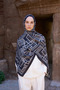 Sunrise Geometric Pattern Shawl - Black - 2
