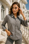 Women's Poplin Pocket Detail Shirt - Trend Buttoned Slim Fit Shirt - 4
