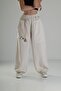 Beige Linen Comfortable Fit Baggy Women's Trousers Coc1291 - 2