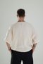 Men's Beige Muslin Fabric Oversized T-Shirt Coc1298 - 4