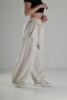 Beige Linen Comfortable Fit Baggy Women's Trousers Coc1291 - 5