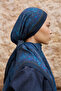 Sunrise Ethnic Pattern Shawl - Navy Blue - 4