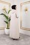 Women's Hooded Zippered Pocket Beige Quilted Long Cap - 6
