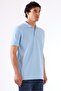 Men's Slim Fit Polo Collar Light Blue T-Shirt - 2