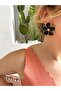 Flower Enamel Gold Plated Black Vip Earrings