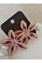 Flower Enamel Pink White Color Vip Earrings - 4
