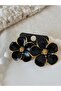 Flower Enamel Gold Plated Black Vip Earrings - 5