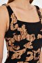 Women's Black-Beige Square Neck Bodycon Shorts Mini Dress Arm-25Y001095 - 3