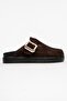 Elnad Women's Genuine Leather Slippers Brown Suede - 5