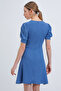 Women's Square Neck Knitted Dress Indigo 1169 - 5