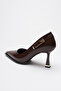 Poni Brown Patent Leather 10 cm Heeled Women's Stiletto - 4
