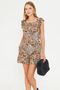 Women's Beige Ruffled Sleeves Tie Back Short Jumpsuit with Pockets Arm-25Y001099 - 2
